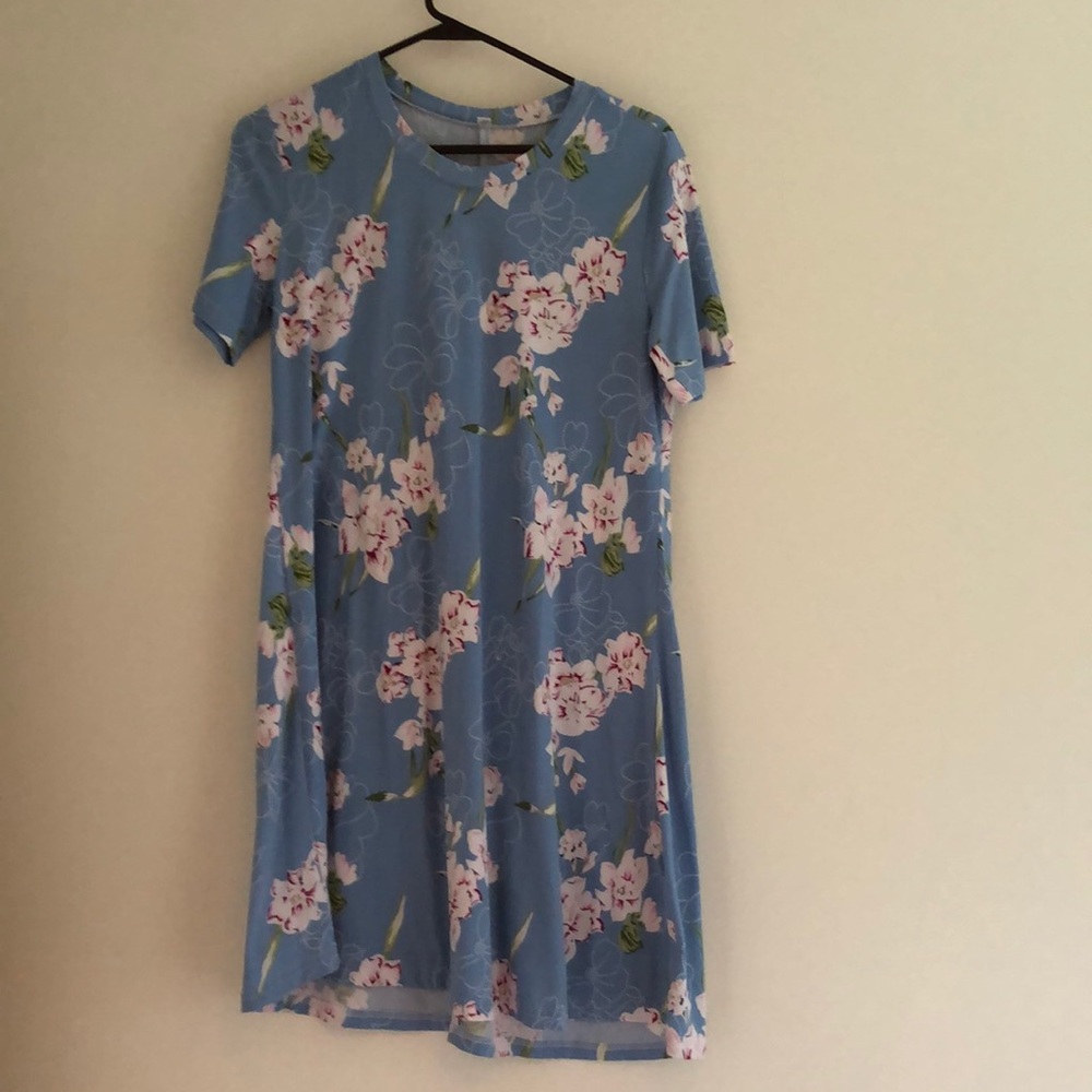 Blue Floral T-Shirt Dress